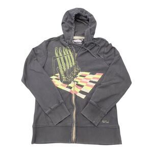 Vintage Paul Frank Hooded Sweatshirt Small Black Y2K Guitar‎ Logo Casual Rare